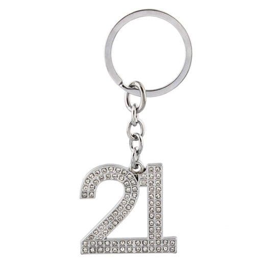 Juliana 21st Birthday Keyring - Silver Keyring With Crystals - 21st Birthday Gift