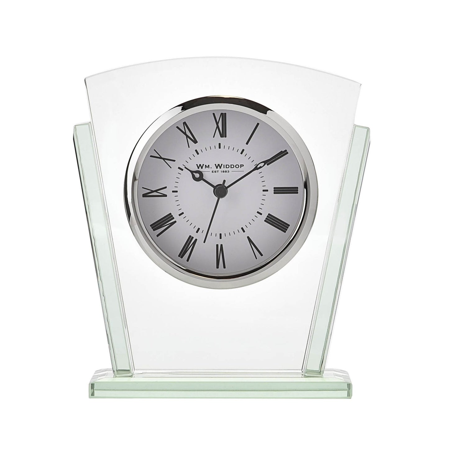 William Widdop 2 Layered Clear Glass Mantel Clock Art Deco Shape