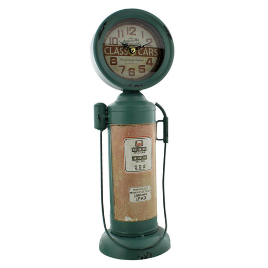 Hometime Metal Mantel Clock - Retro Petrol Pump