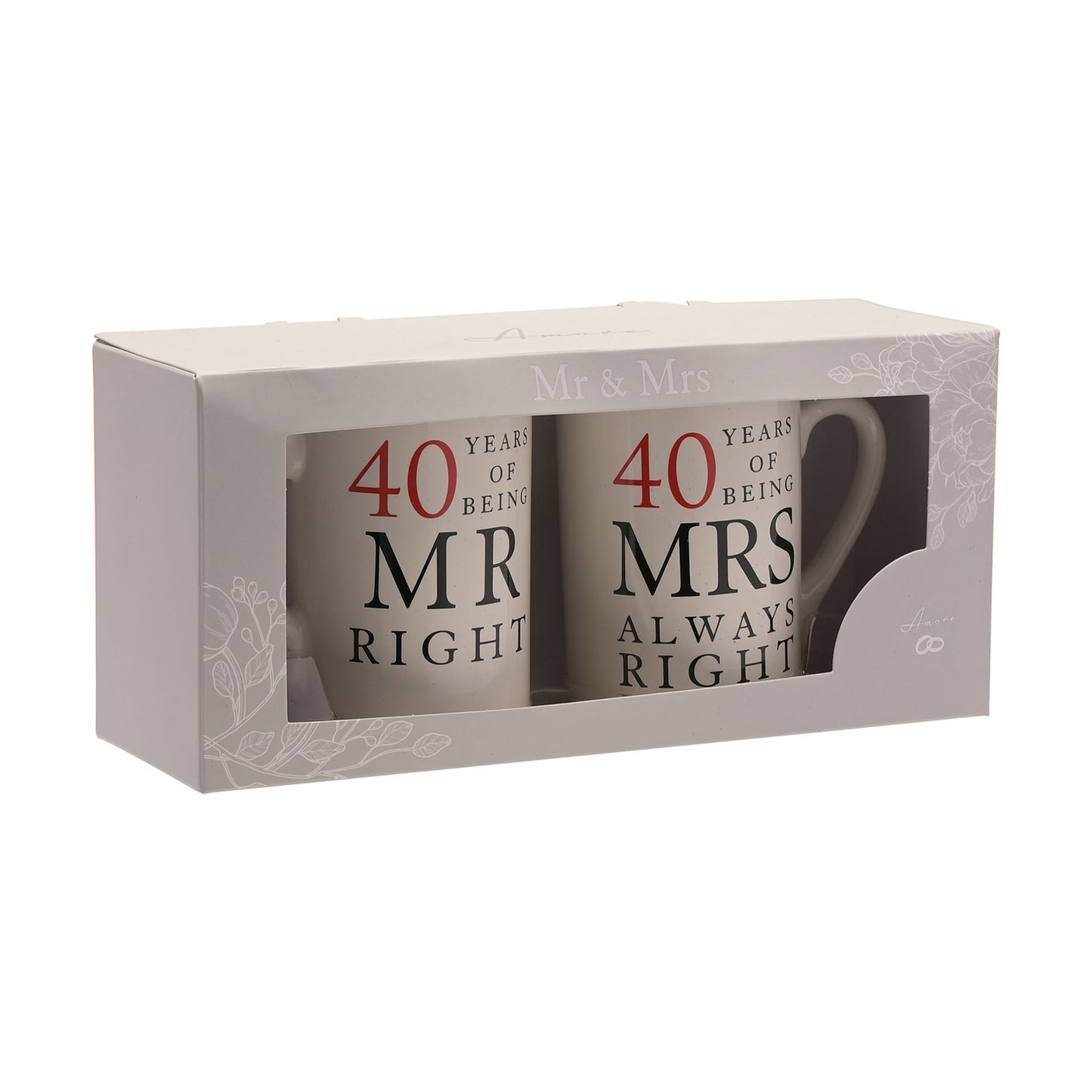 40th Wedding Anniversary Mugs - "Mr Right & Mrs Always Right"