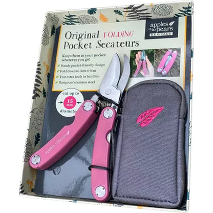 Apples to Pears Folding Garden Secateurs - Fushia Pink