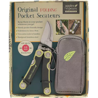 Apples to Pears Folding Garden Secateurs - Green