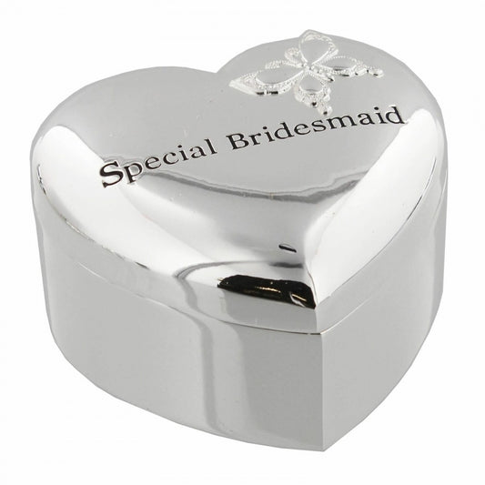 Amore Special Bridesmaid Silverplated Heart Trinket Box with Butterfly