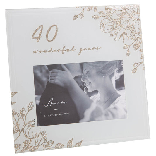 Amore Ruby Anniversary "40 Wonderful Years" 6x4 Glass Photo Frame