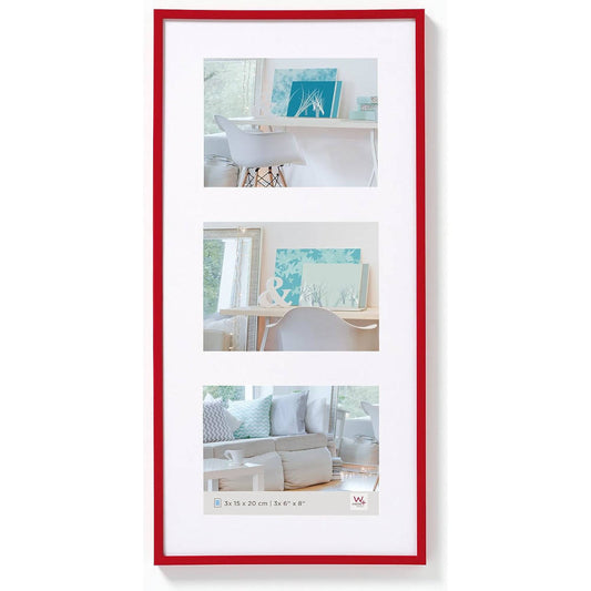 Walther New Lifestyle Multi Aperture Photo Frame Red for 3 6x4 Photos