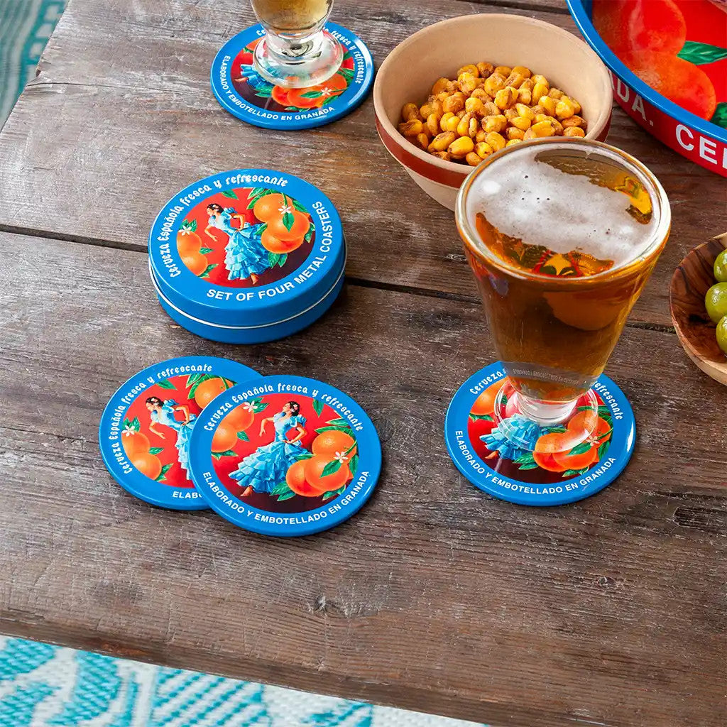 Rex London Retro Coasters - Cervesa Española - Set of 4