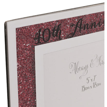 Celebrations 40th Anniverasry Crystal Border 7x5 Photo Frame - Red