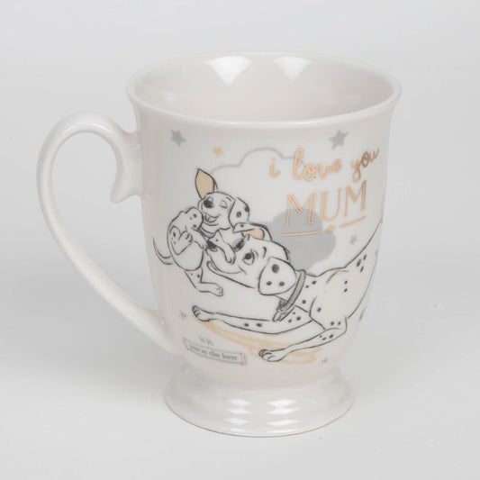 White mug with cartoon design and 'I love you MUM' text on a white background