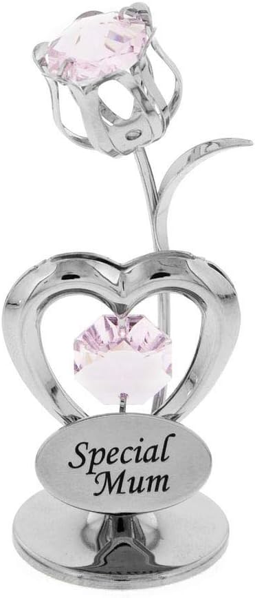 Decorative item with pink gemstones and 'Special Mum' plaque on a white background