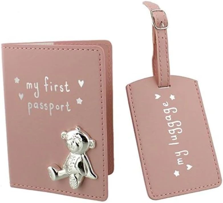 Baby Girl “My First Passport” Set – Pink Passport Holder & Luggage Tag Gift