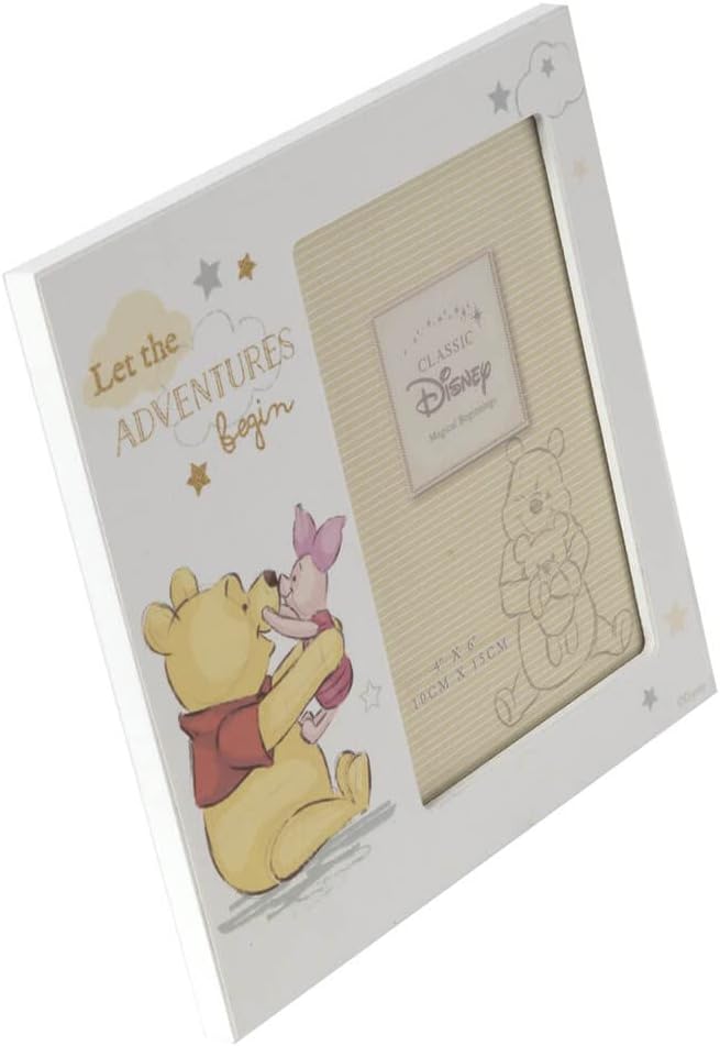 White photo frame with Winnie the Pooh and Piglet design on a white background