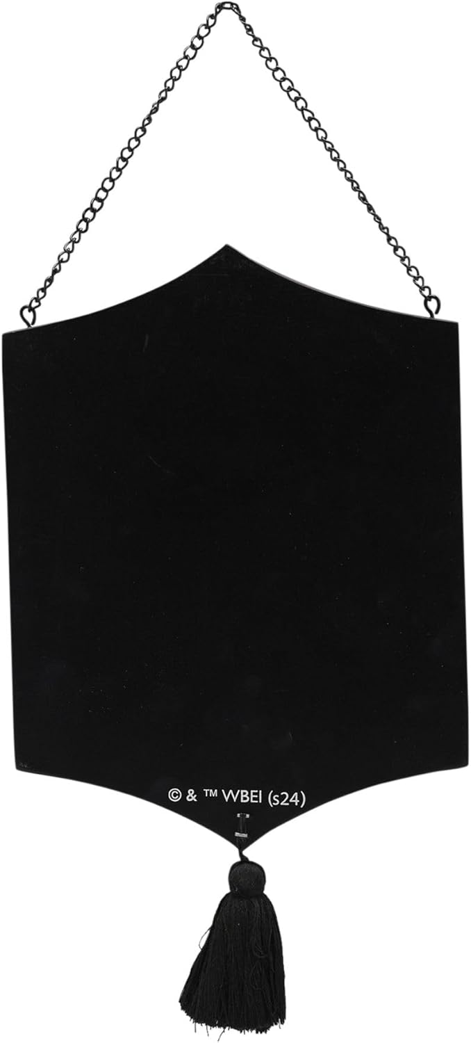 A black velvet wall hanging banner with a chain hanger at the top and a tassel at the bottom, featuring white text at the bottom that reads '© & TM WBEI (624)'.
