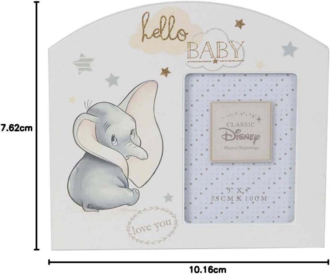 Baby photo frame with Dumbo design and 'hello BABY' text, featuring a Disney logo.