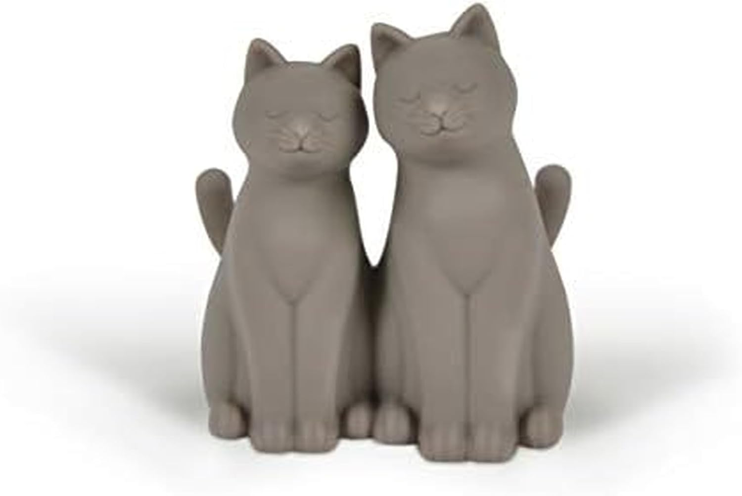 Two gray cat-shaped salt and pepper shakers on a white background