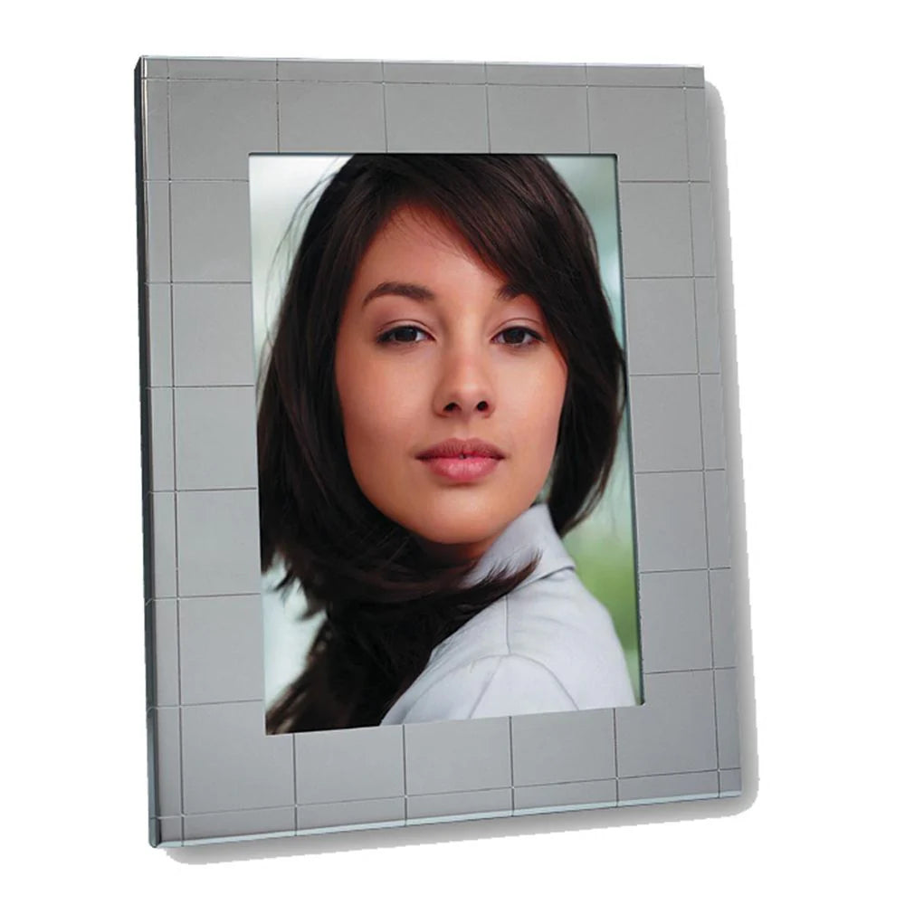 Digital photo frame displaying a woman's face on a white background