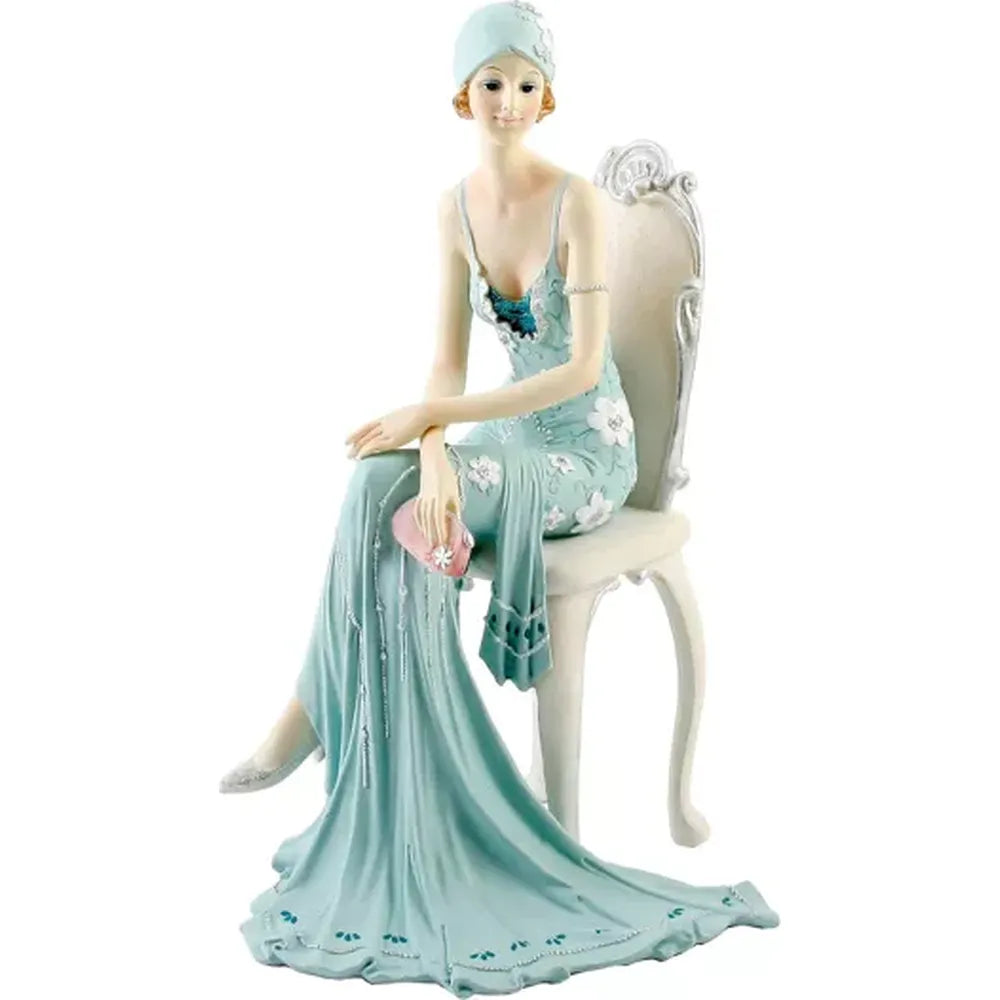 Broadway Belles Lady Figurine, Teal Dress, Sitting Hands Crossed