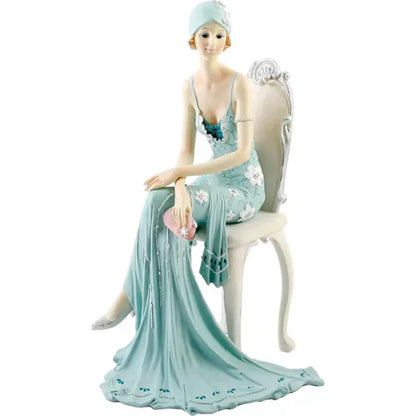 Broadway Belles Lady Figurine, Teal Dress, Sitting Hands Crossed