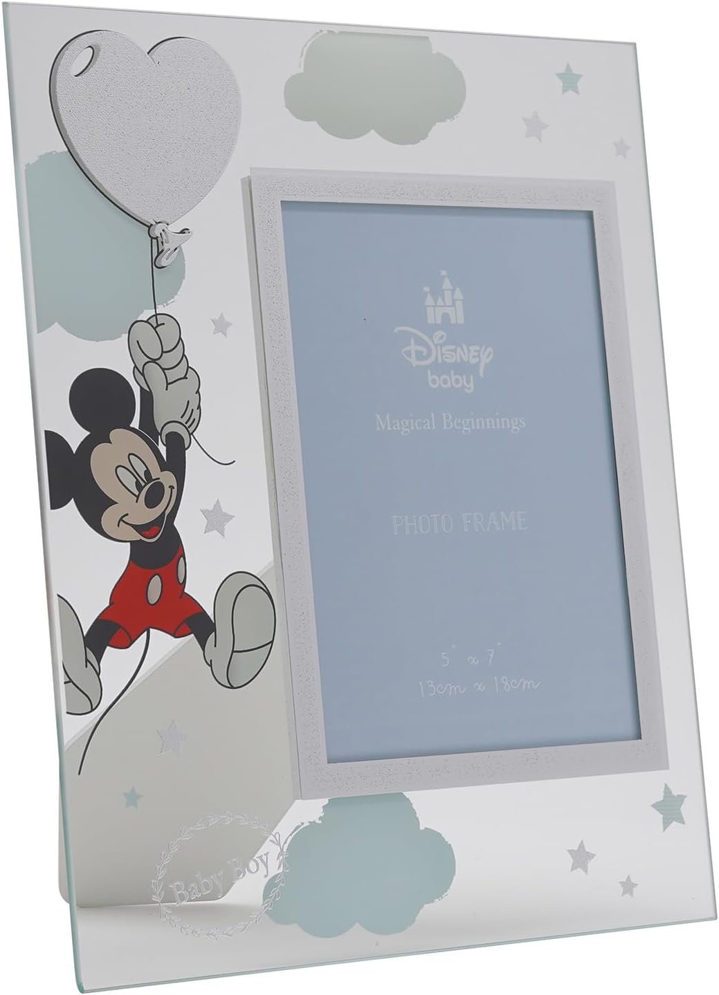 Disney 5" x 7" Mickey Mouse Real Silver 999 Plated Glass Frame