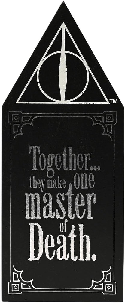 Black and white design with a triangle symbol and text on a black background
