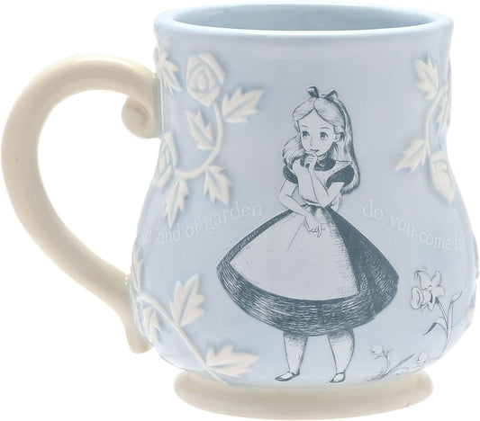 Mug with Alice in Wonderland design featuring a character
