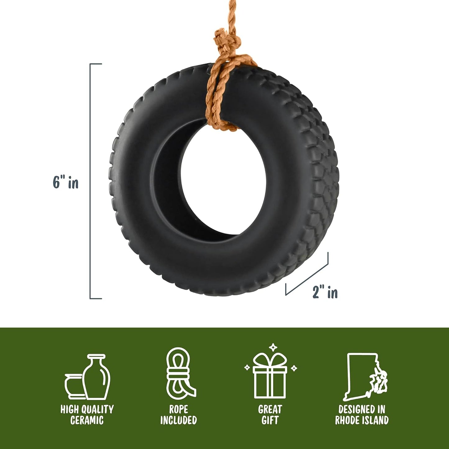Fred Swing Time - Novelty Tire Swing Bird Feeder dimensions