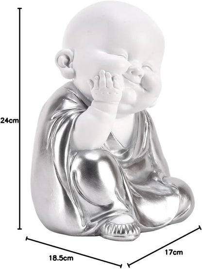 Hestia White & Silver Buddha - Hand on Chin
