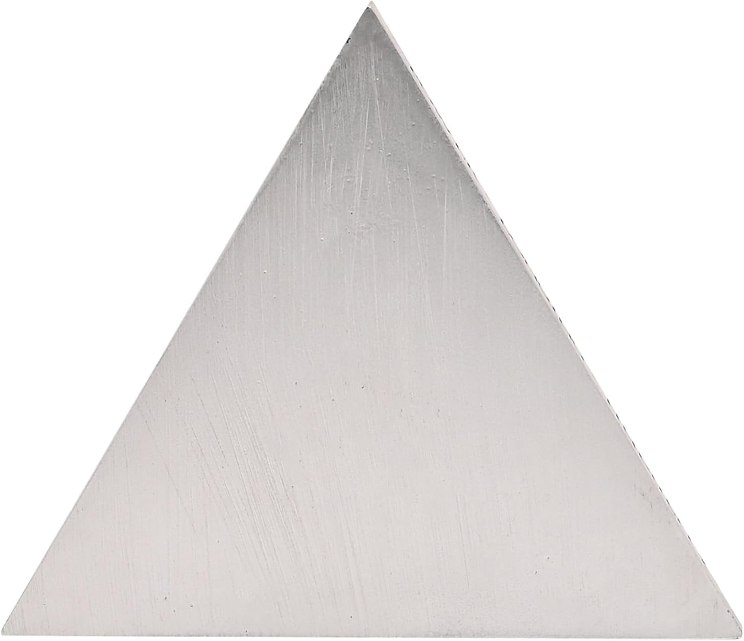 Triangular white tile with a textured surface on a white background
