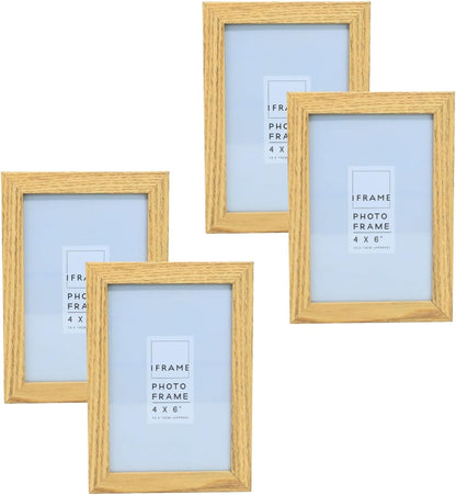 iFrame Set of 4 Photo Frames Oak 4" x 6"
