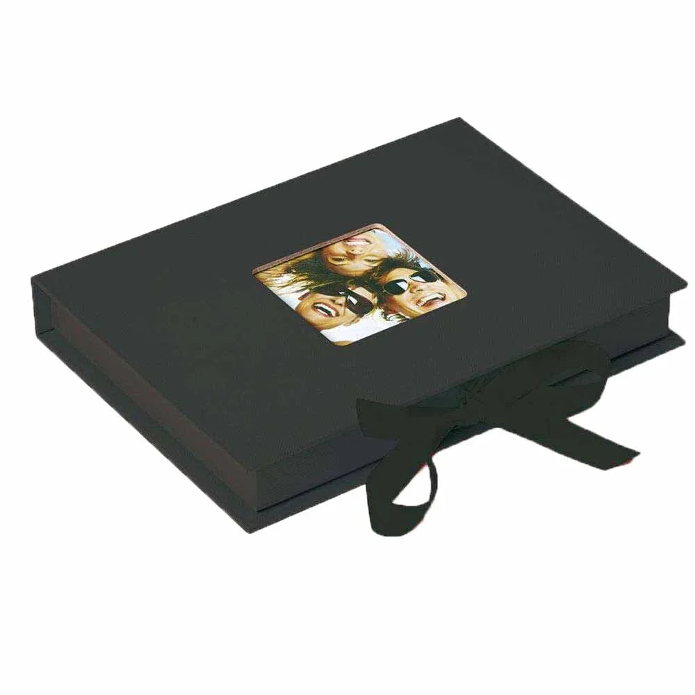 Black box with a decorative cover featuring a portrait on a white background