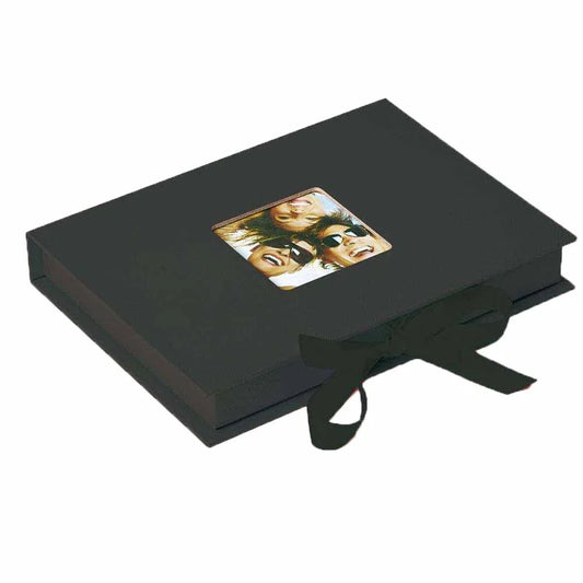 Black box with a decorative cover featuring a portrait on a white background