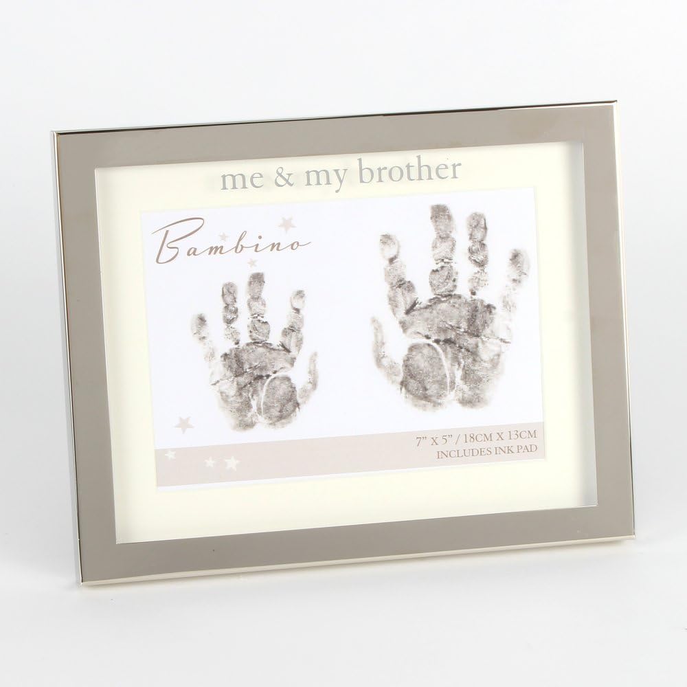 Framed handprint kit with 'me & my brother' text on a white background