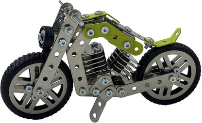 Metallic model of a motorcycle on a white background