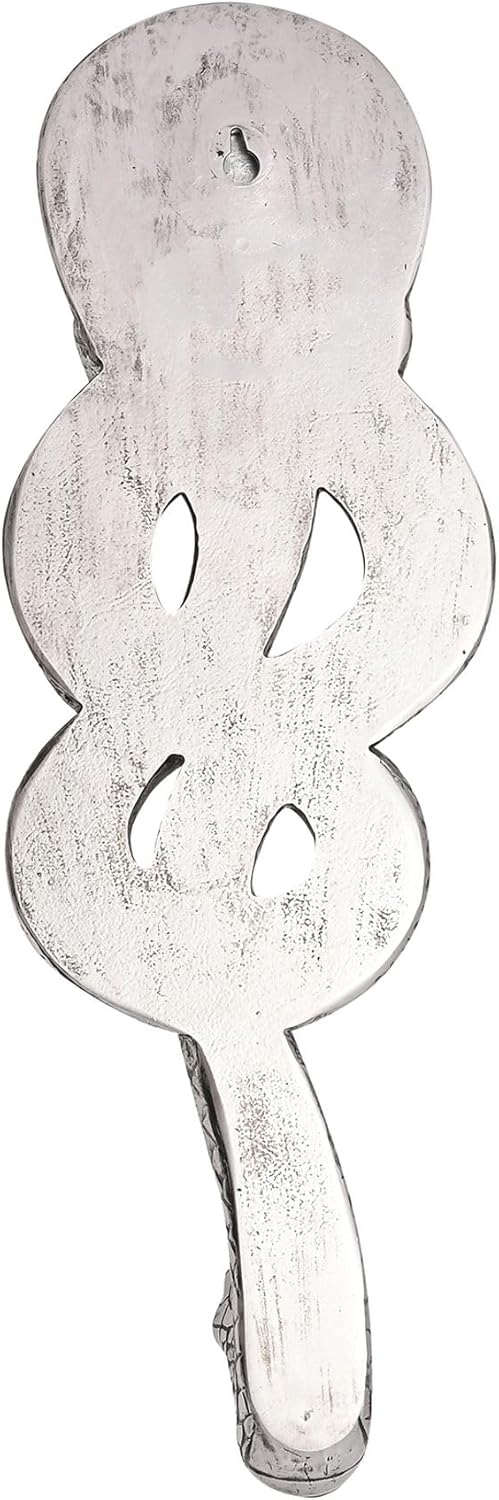 Decorative metal wall hook with a white distressed finish