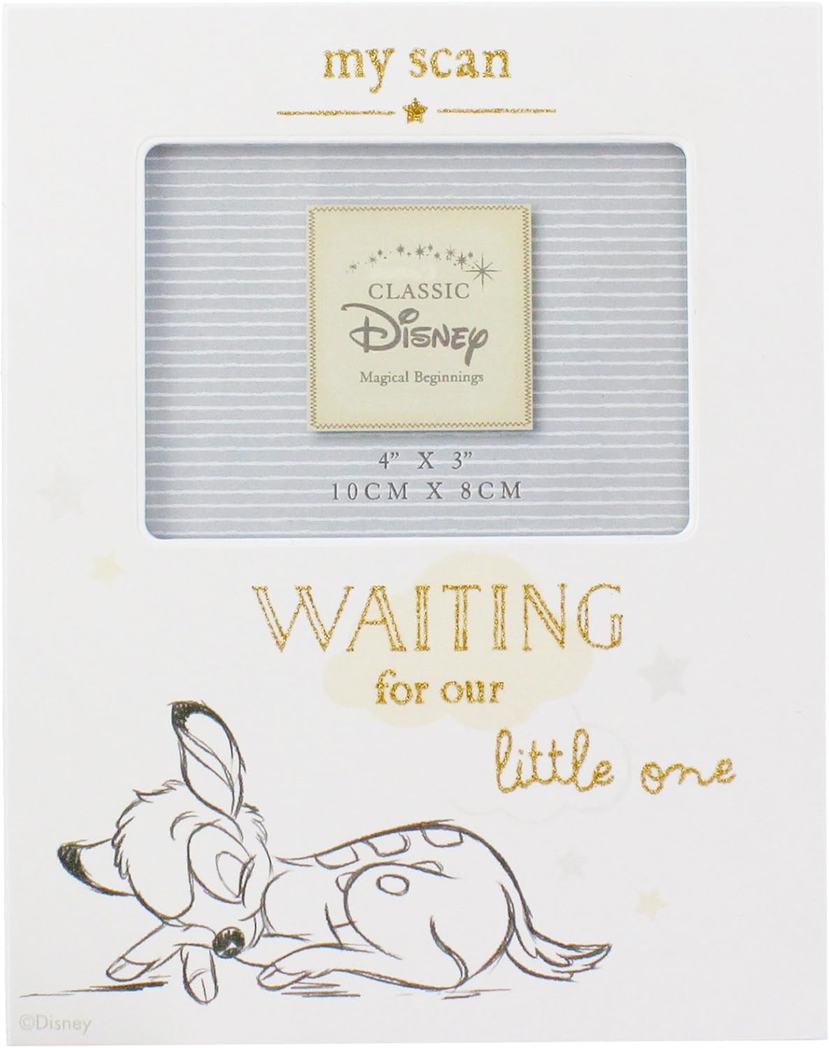 Disney-themed product packaging with text and a small illustration of bambi.