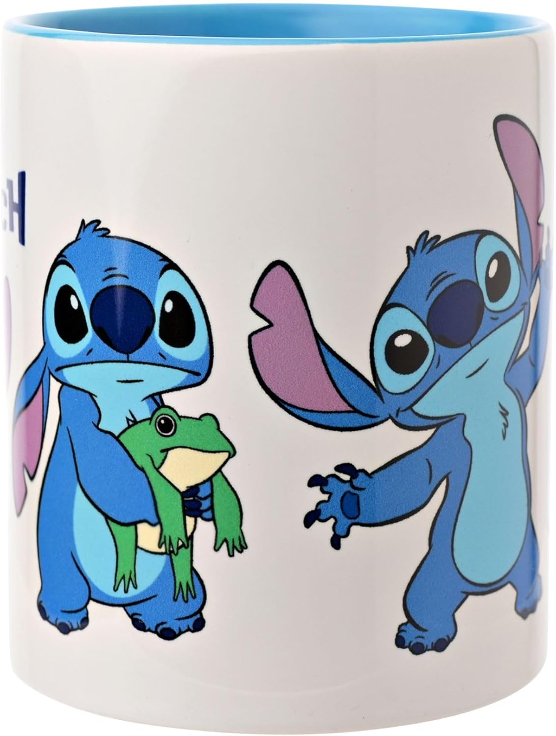 Disney Stitch Mug holding green frog