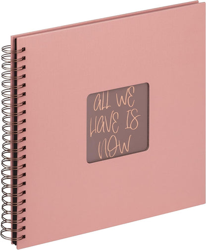 Pink album with a motivational quote on a white background