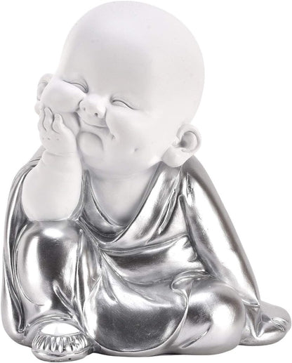 Hestia White & Silver Buddha - Hand on Chin
