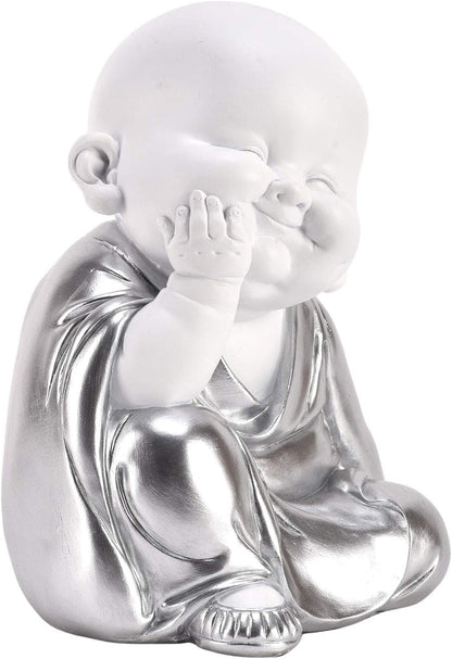 Hestia White & Silver Buddha - Hand on Chin