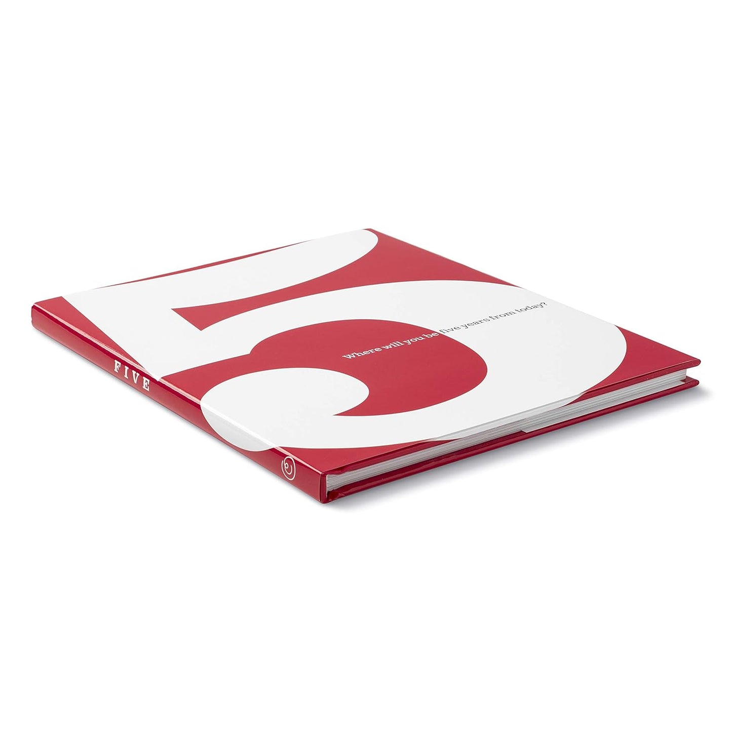 Red and white book with a large number '5' on a white background