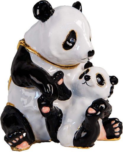 Panda and Baby Trinket Box white background