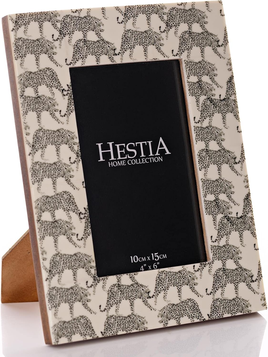 Photo frame with Jaguar pattern and Hestia branding on a white background