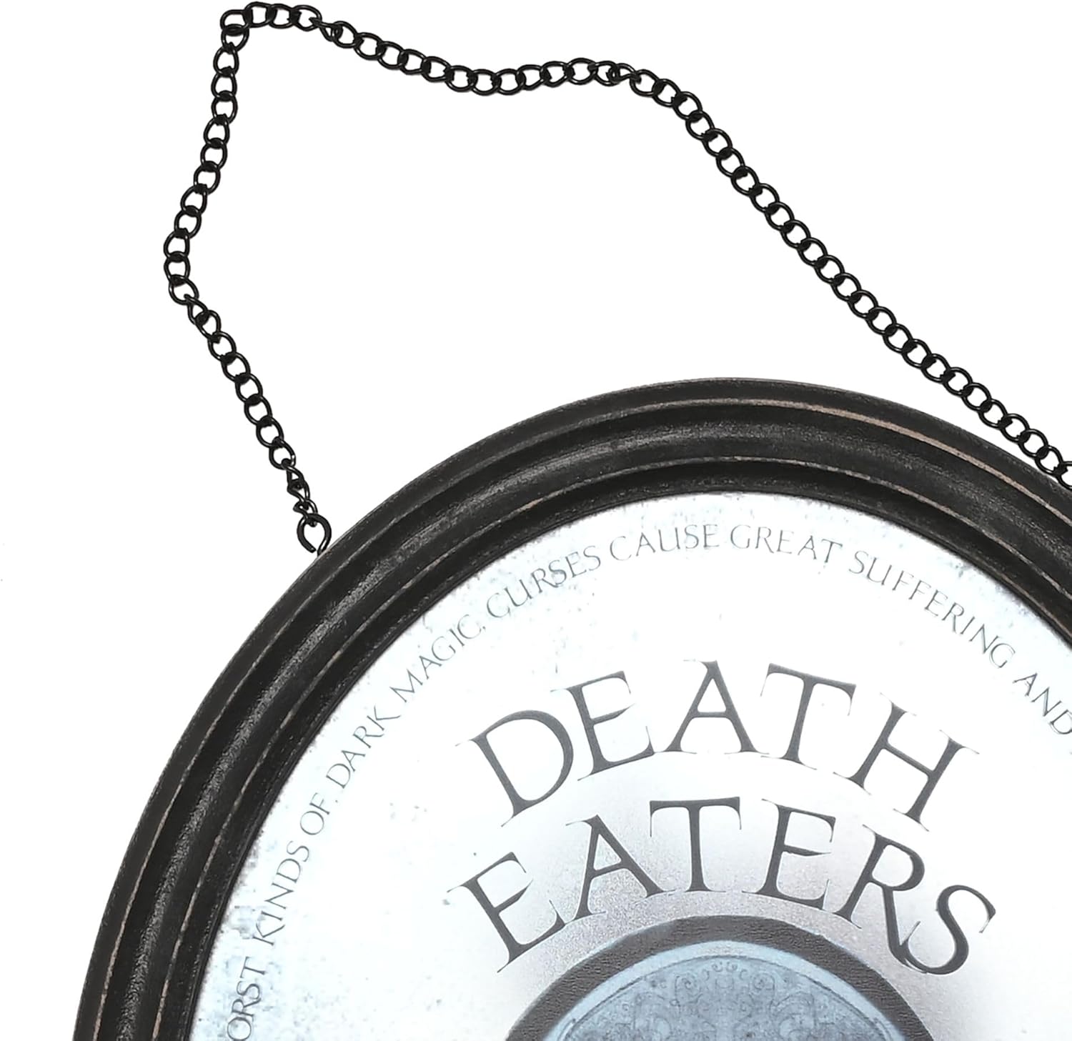Round sign with 'DEATH EATERS' text on a white background