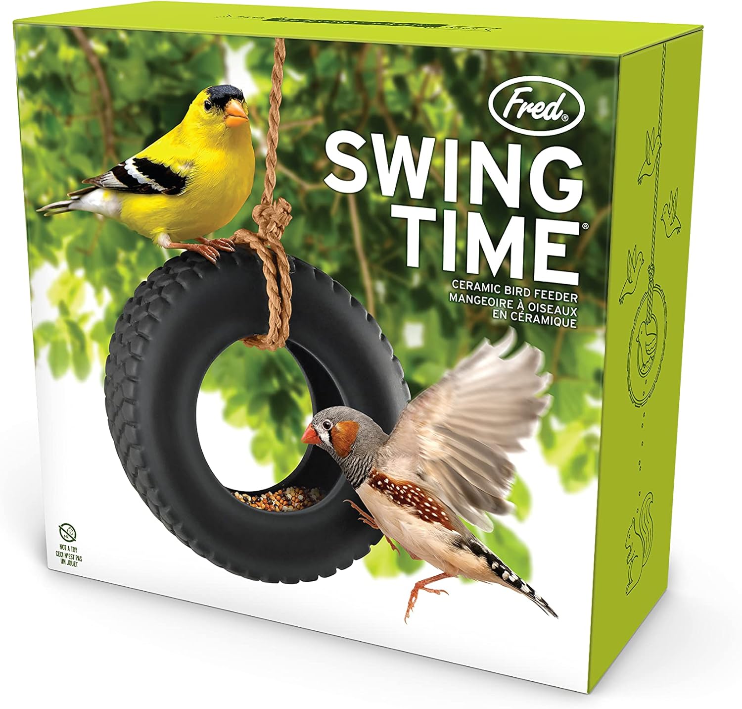 Fred Swing Time - Novelty Tire Swing Bird Feeder packaging