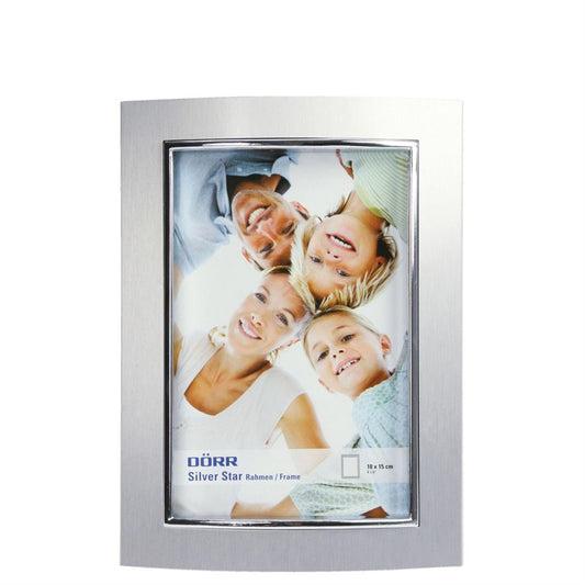 Silverstar Barcelona Curved Photo Frame | 6x4 inch | Matt Silver Finish | Stands