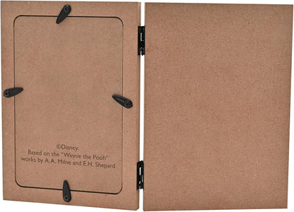 Brown back of frame panels with black hinges and Disney branding on a white background