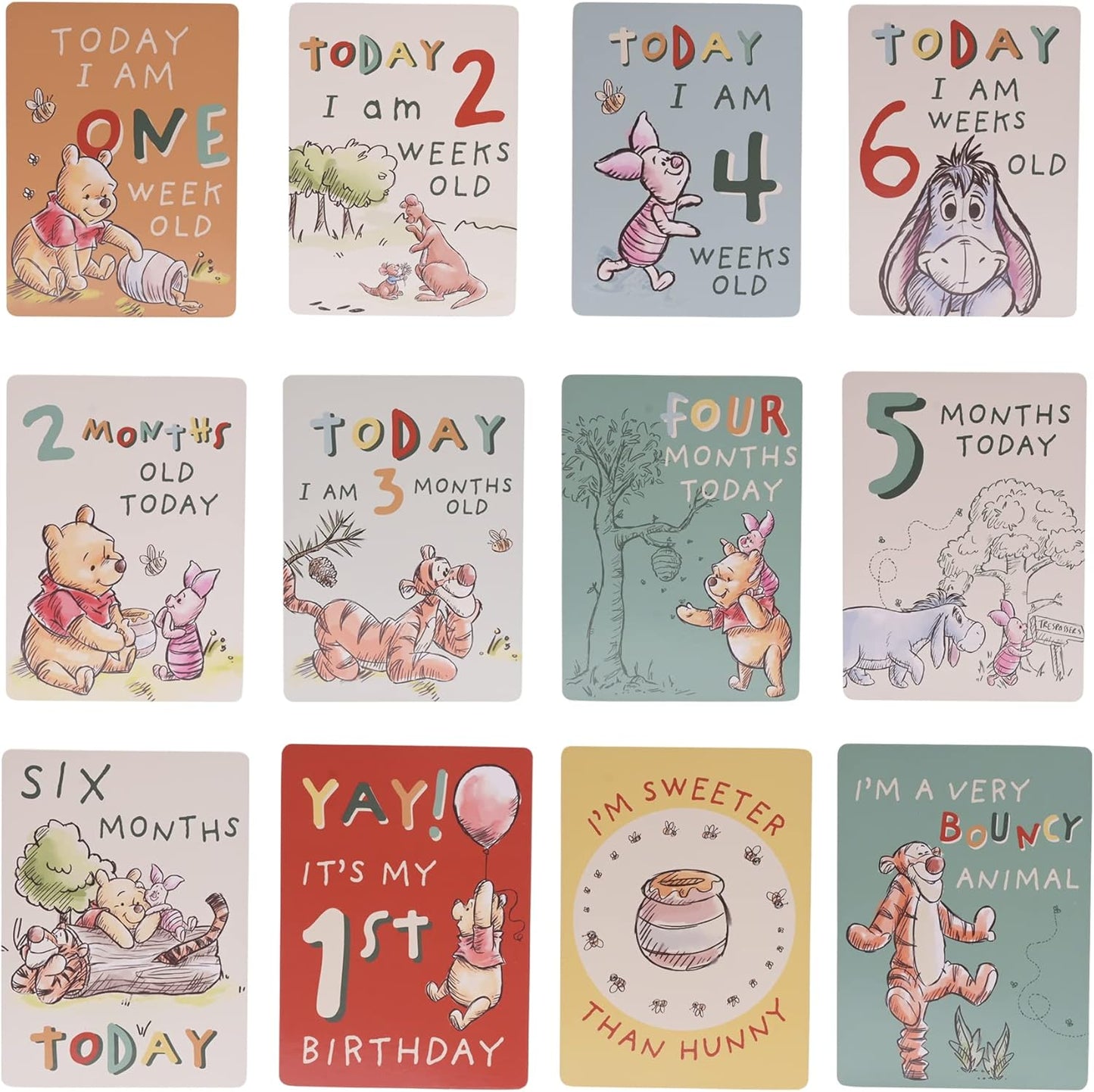 Winnie the Pooh milestone cards various designs