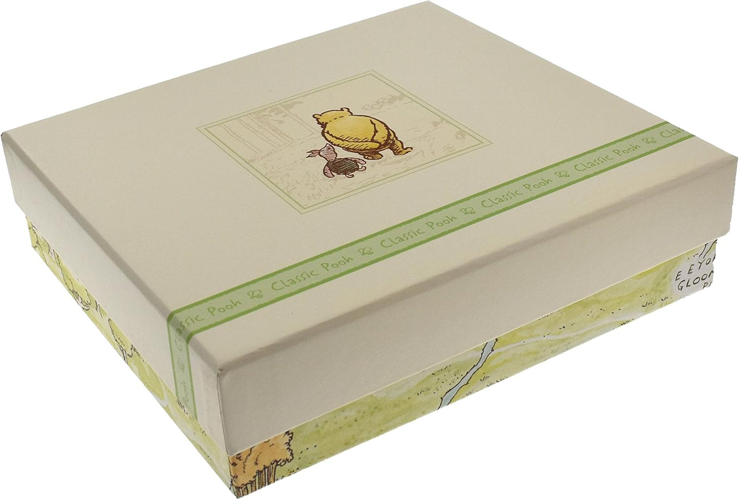 Beige storage box with decorative elements on a white background
