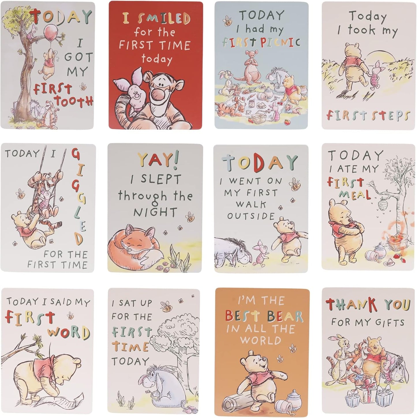 Winnie the Pooh milestone cards various designs