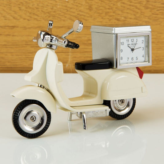 William Widdop Metal Miniature Clock - Cream Scooter