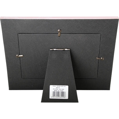 Black back of frame with stand showing the swivel clips to keep frame backing in place